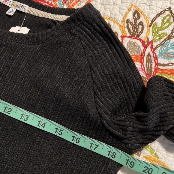 Love, Glam Girl large Jayme brushed tie front pullover black long sleeve stitch - Picture 6 of 11